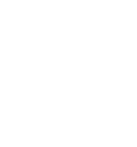 Circular face outline with a wide grin showing teeth, and a curved object entering the mouth from the right, as if biting or being bitten.